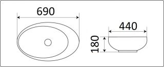 Раковина CeramaLux 78456 черная 69 см